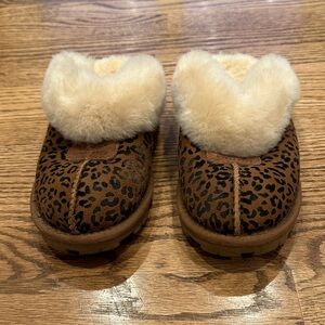 UGG Leopard Print Mules with Cream Fur